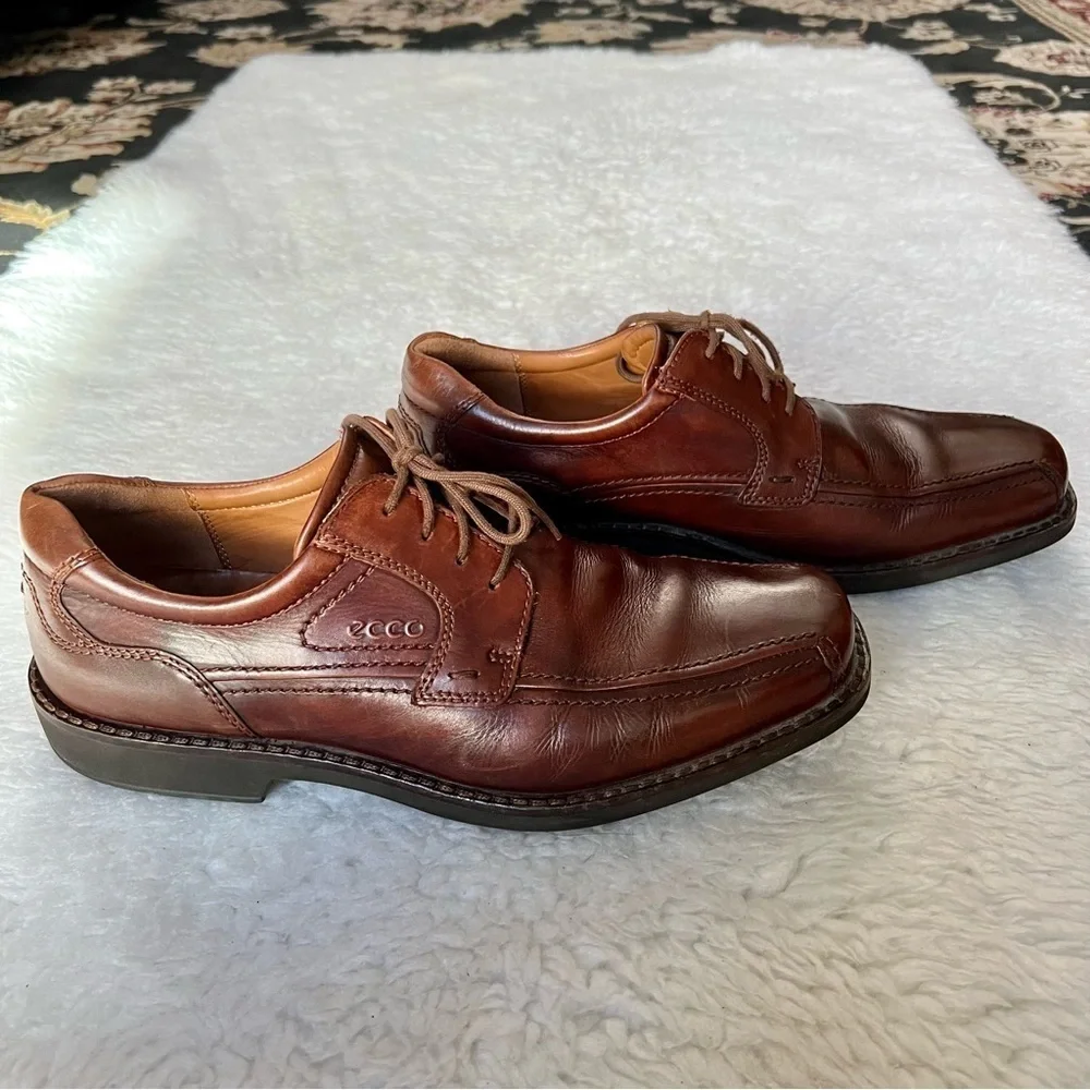 Ecco Brown Leather Oxford Men’s Comfort Shoes size 43 US 10